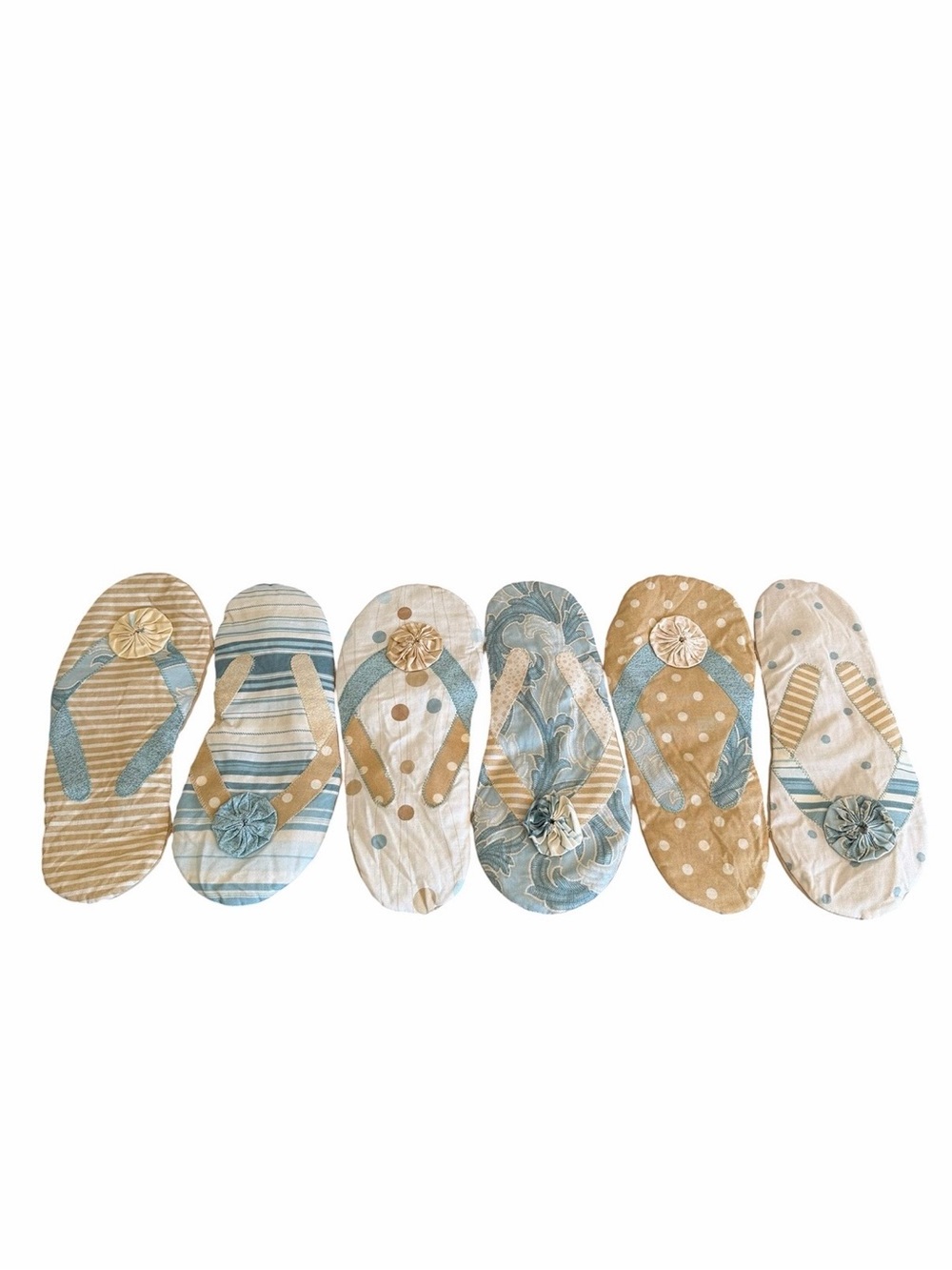 Handcrafted Fabric Flip Flop Tabletop Runner Wall Hanging Beach Coastal Decor